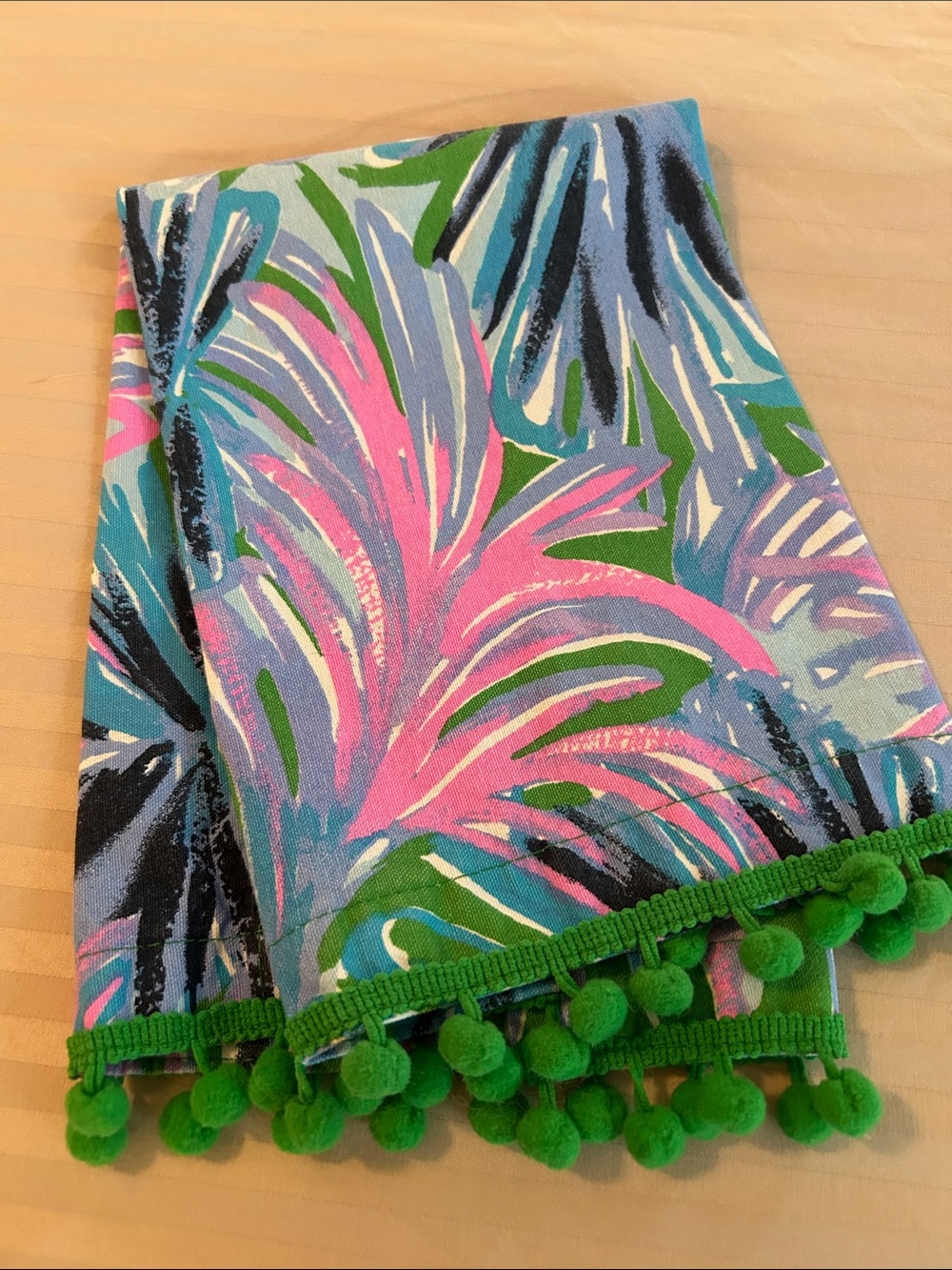 Lilly Pulitzer Kids Tropical Palm Print Bib - Pink, Blue & Green